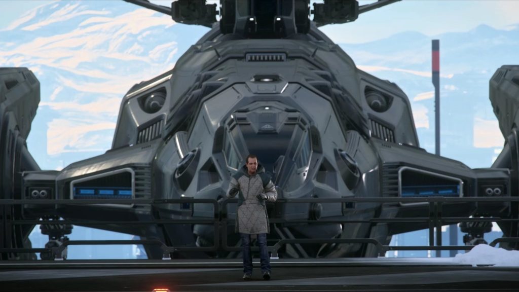 A futuristic spaceship in Star Citizen.